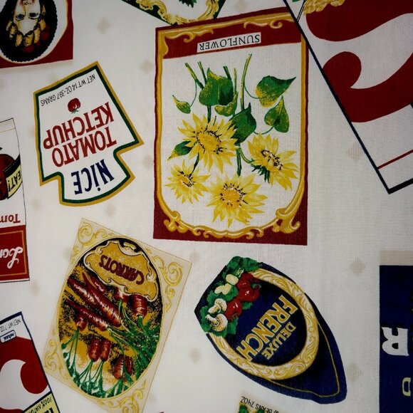 Vintage Tablecloth Picnic Food Package Labels Garden All Over Print Party BBQ - Picture 11 of 12